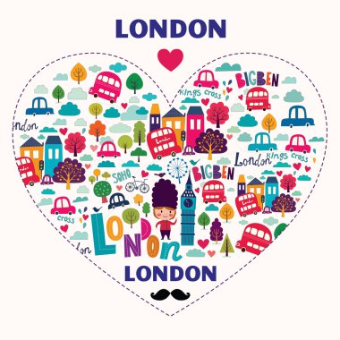 Londra sembolleri ile desen