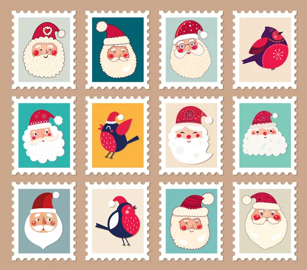 Set de pegatinas navideñas — Vector de stock