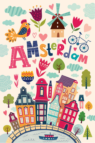 colorful Amsterdam symbols