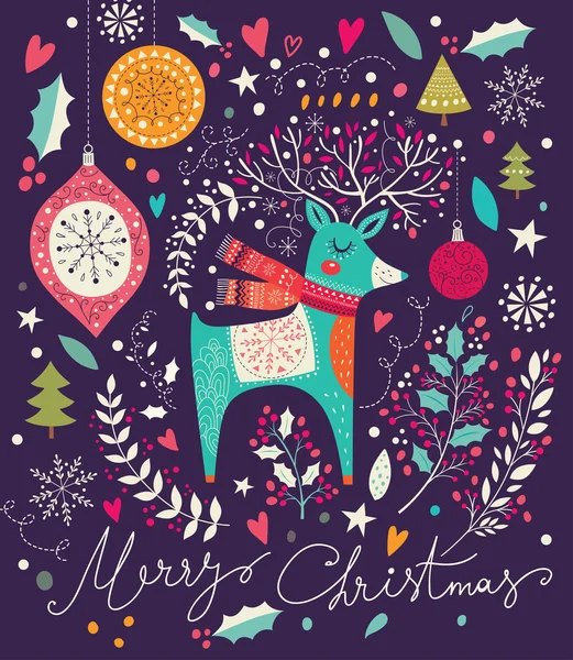 Cerf adorable de Noël — Image vectorielle