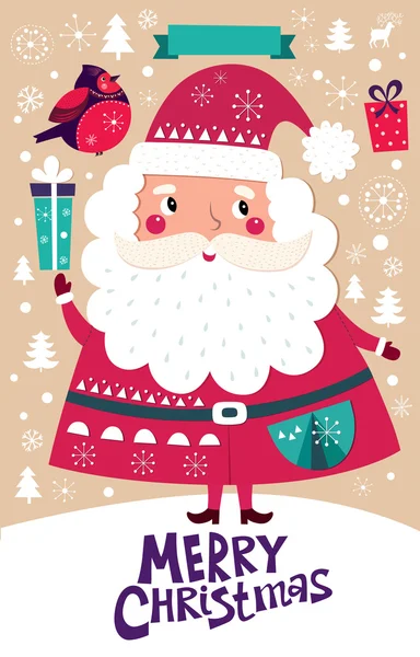 Santa Claus y regalos — Vector de stock