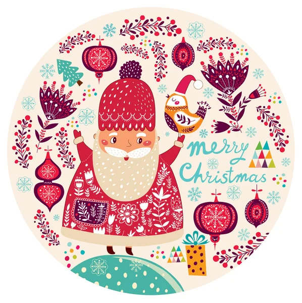 Navidad con Papá Noel lindo . — Vector de stock