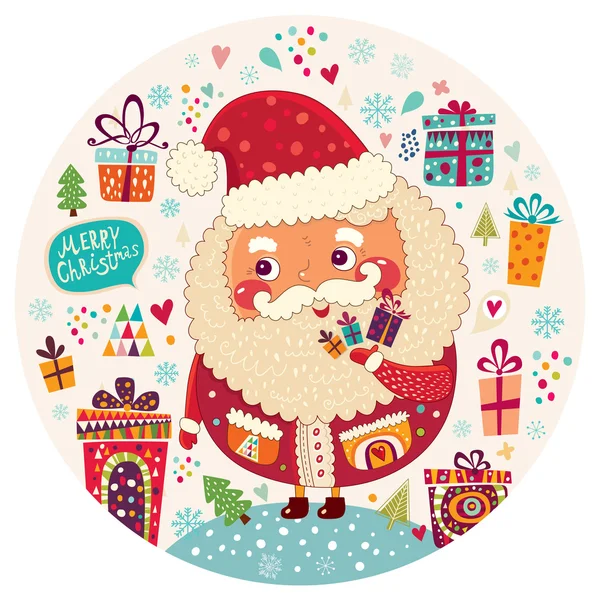 Navidad con Papá Noel lindo . — Archivo Imágenes Vectoriales