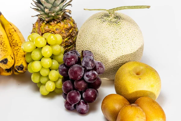 Group Photo Fruits Taken White Background — Φωτογραφία Αρχείου