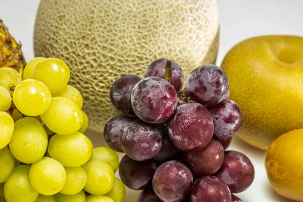 Group Photo Fruits Taken White Background — Φωτογραφία Αρχείου