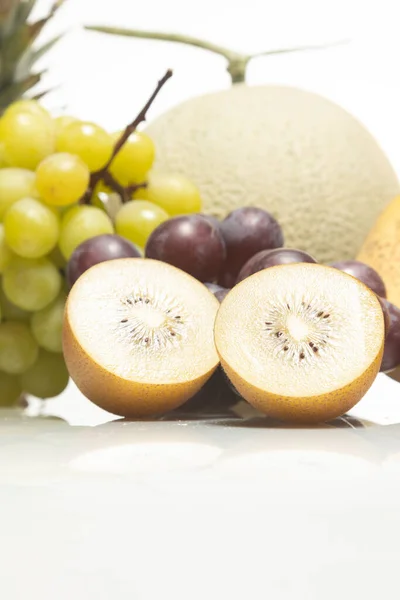 Group Photo Fruits Taken White Background — Φωτογραφία Αρχείου