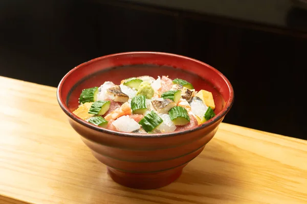 Seafood Bowl Made Japanese Sushi Chef — Stockfoto