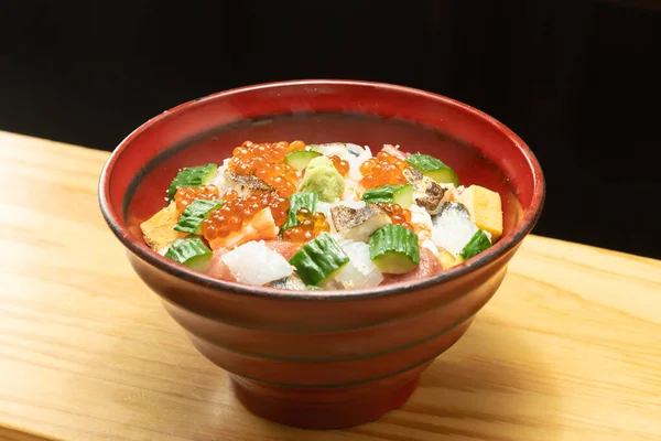 Schaal Van Zeevruchten Gemaakt Door Een Japanse Sushi Chef — Stockfoto