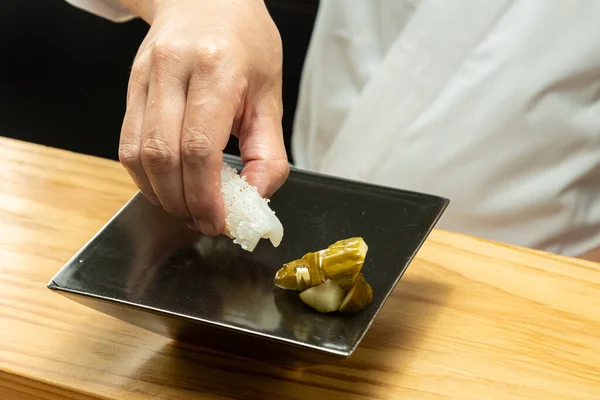 Sushi Gatit Bucatarii Japonezi Sushi — Fotografie, imagine de stoc