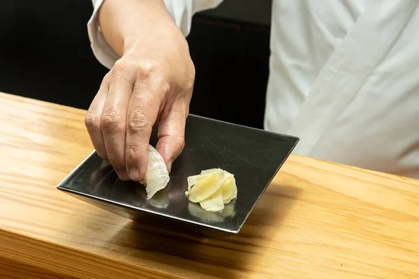 Sushi Cooked Japanese Sushi Chefs — Fotografie, imagine de stoc