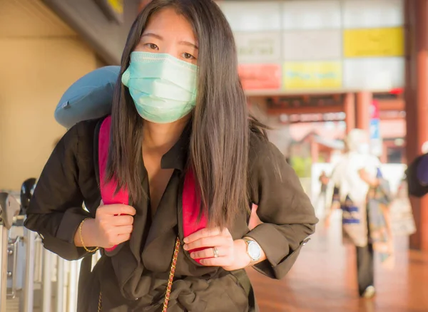 Resor Och Semester Tider Covid Ung Söt Asiatisk Japansk Kvinna — Stockfoto