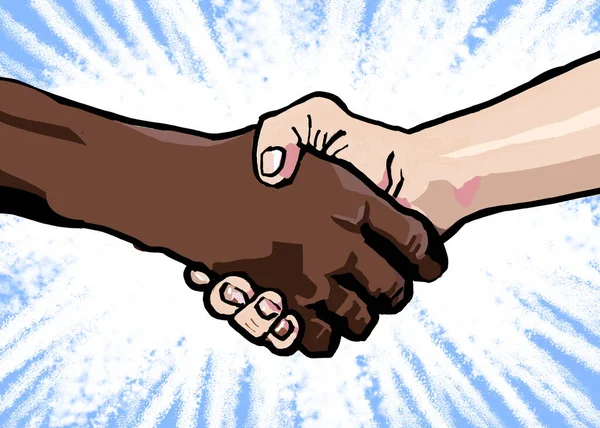 Illustratie Multi Raciale Overeenkomst Respect Pen Marker Artwork Zwart Afro — Stockfoto