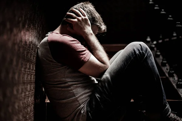 Disoccupazione Divorzio Ritratto Drammatico Stile Vita Uomo Triste Depresso Sulla — Foto Stock