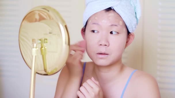 Femme Asiatique Maquillage Plan Style Vie Jeune Fille Coréenne Belle — Video