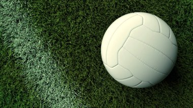 Reklam stili 3d yorumlama arka planı yeşil çimen sahasının beyaz çizgisinin yanında spor ve online bahis kavramı olmayan