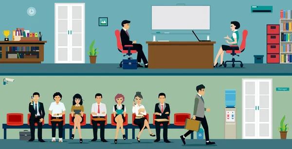 Esperando una entrevista de trabajo . — Vector de stock