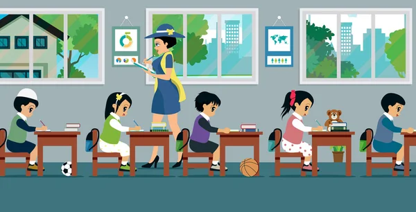 Enfants en classe — Image vectorielle