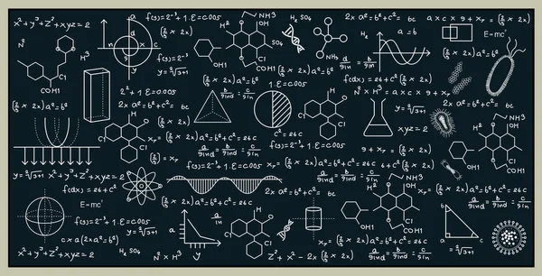 Tafel mit Mathe und Naturwissenschaften — Stockvektor