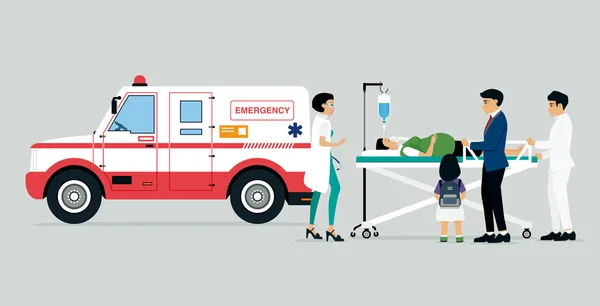 Emergency vehicles with doctors — Stock Vector