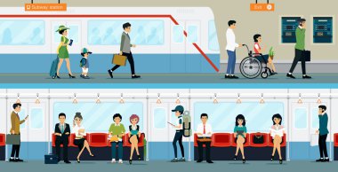 İşçiler tarafından metro seyahat.