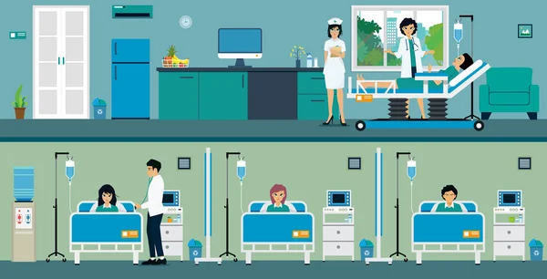 Patienten im Krankenhauszimmer — Stockvektor