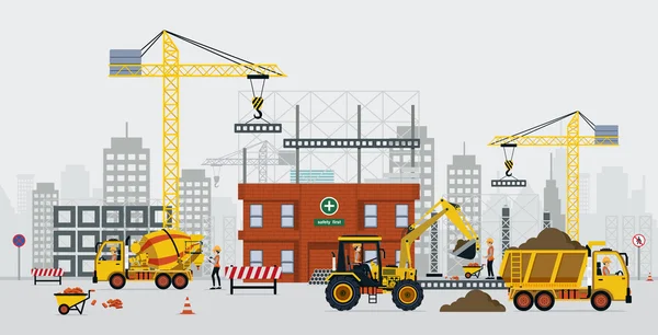 Les ingénieurs en construction construisent — Image vectorielle