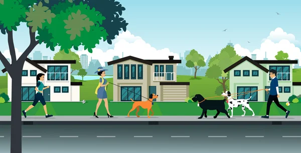 Dog leash in public parks Stock Illustration