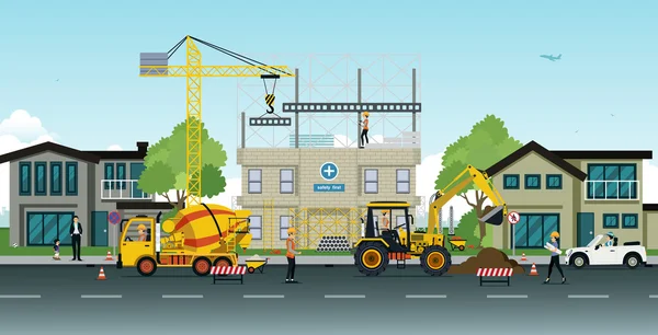 Bau und Sanierung von Eigenheimen — Stockvektor