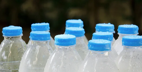 Drink Bottle Water Droplets Black Background — Stock Photo, Image