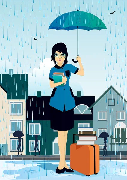 Woman holding an umbrella — Stock Vector