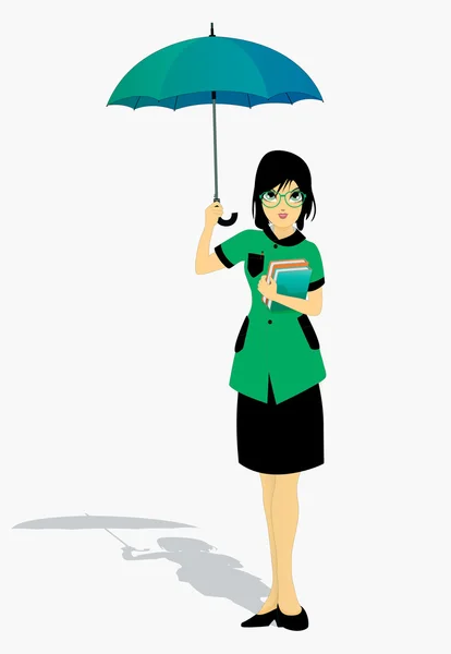 Students holding an umbrella — Stock Vector