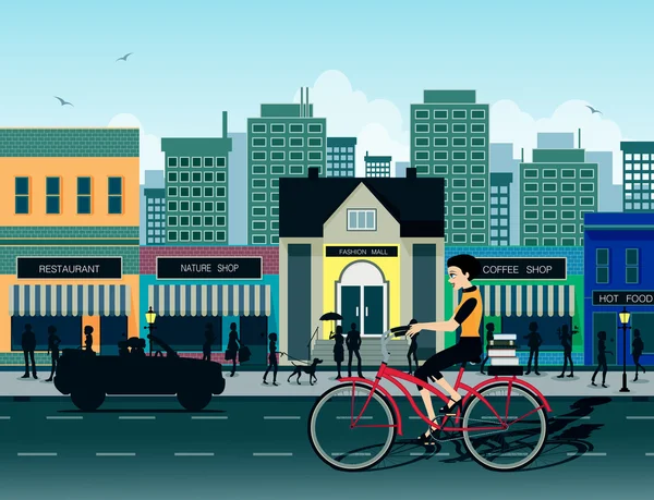 Ciudad bicicleta — Vector de stock