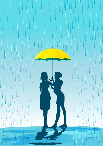 Guarda-chuva na chuva — Vetor de Stock