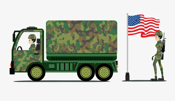 Katonai teherautók — Stock Vector