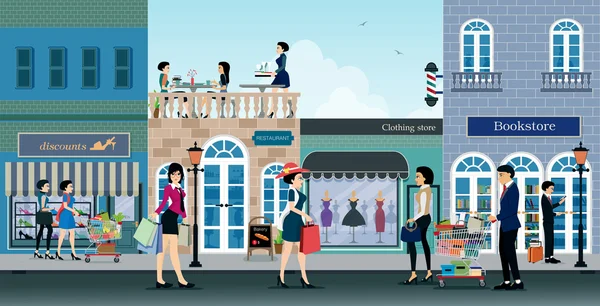 Compras calle moda . — Vector de stock