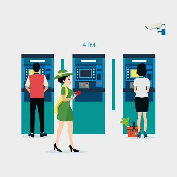 Πιστωτικές κάρτες για να αποσύρουν χρήματα σε ΑΤΜ. — Διανυσματικό Αρχείο