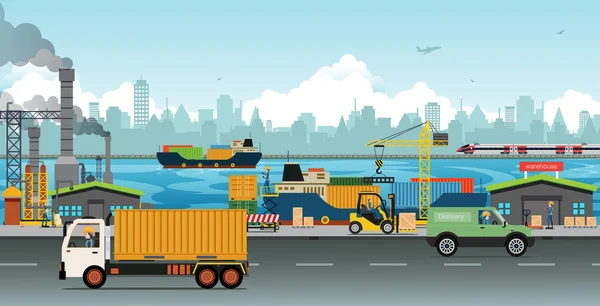 Industria del transporte y el almacenamiento — Vector de stock