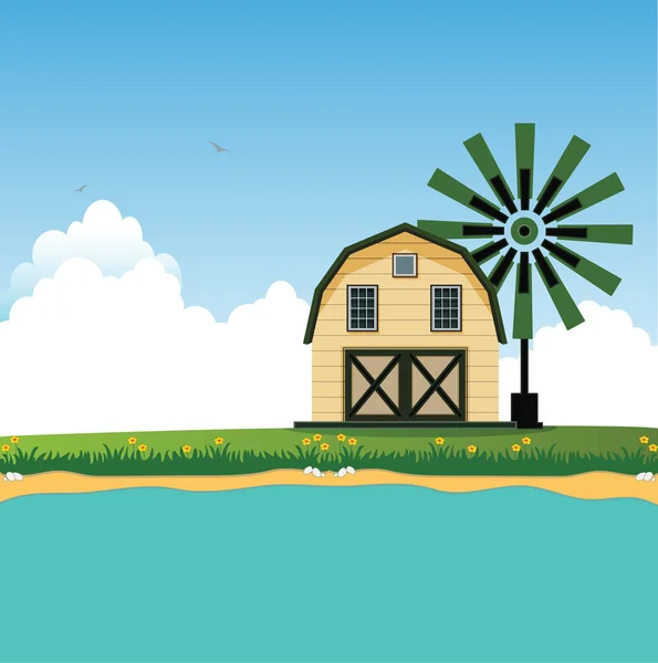 Barn near border crossings. — Stock Vector