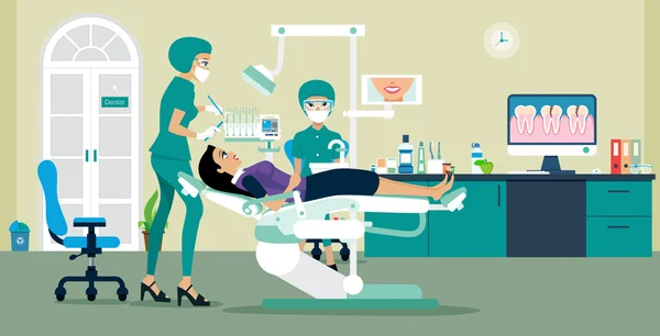 Mujer dentista dental — Vector de stock