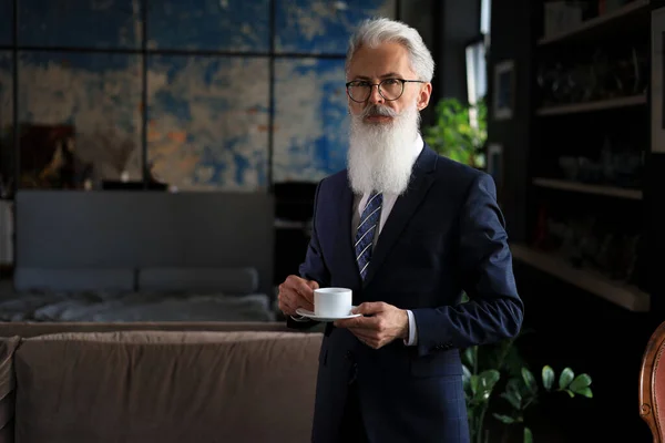 Inizia Una Nuova Giornata Lavoro Con Una Tazza Caffè Bello — Foto Stock