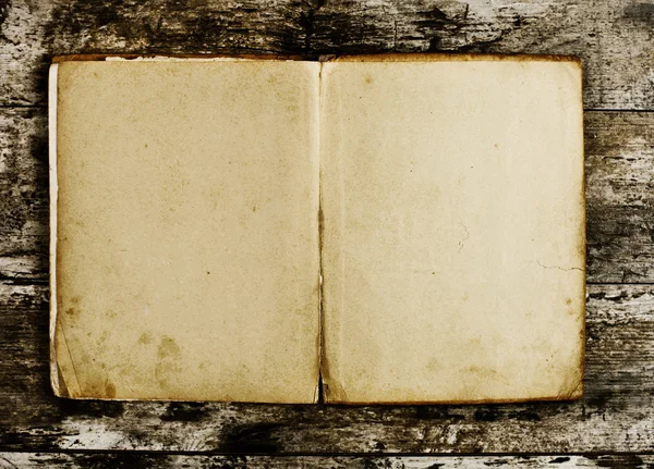 Open Book blank on old wood background — Stock Photo, Image