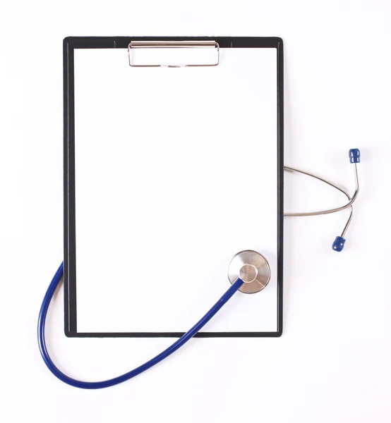 Closeup of a stethoscope on a clip folder — Stock Photo, Image