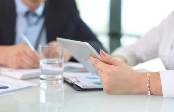 Business adviser analyzing financial figures — Stock Photo, Image