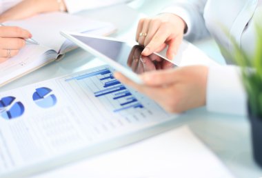 consulente aziendale, analizzando i dati finanziari