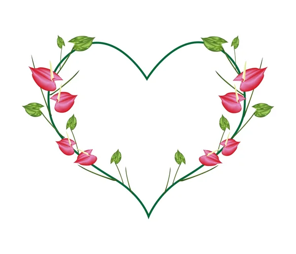 Flores de anturio rojo en forma de corazón — Vector de stock