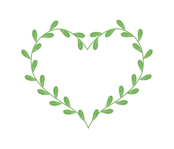 Lovely Green Vine Leaves in A Heart Shape — Stockvector