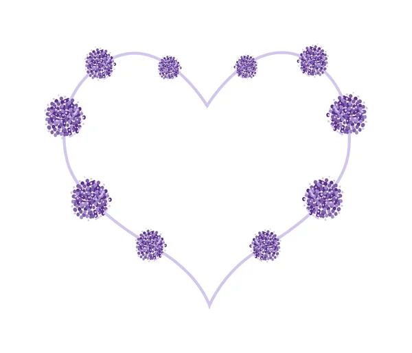 Abstract Purple Flowers in Beautiful Heart Shape — Stock vektor