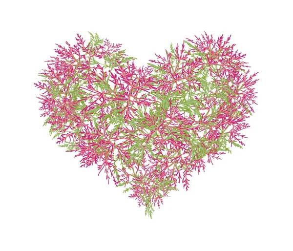 Abstract Flowers in A Beautiful Heart Shape — Stockový vektor