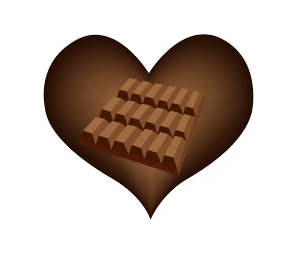 Delicious Chocolates Bar in Lovely Heart Shape — 스톡 벡터