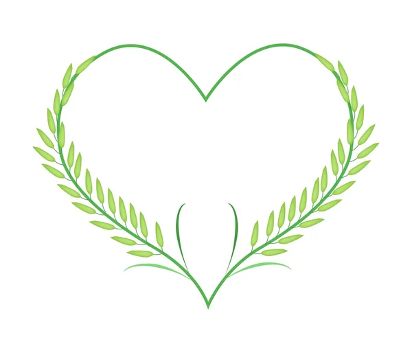 Green Rice or Jasmine Rice in A Heart Shape — Stockvector